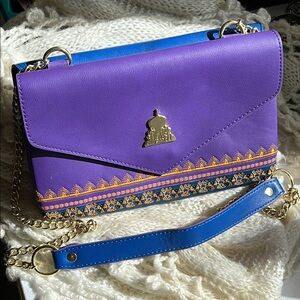 Disney+Loungefly Aladdin Purple and Blue Crossbody Bag with Gold Accents